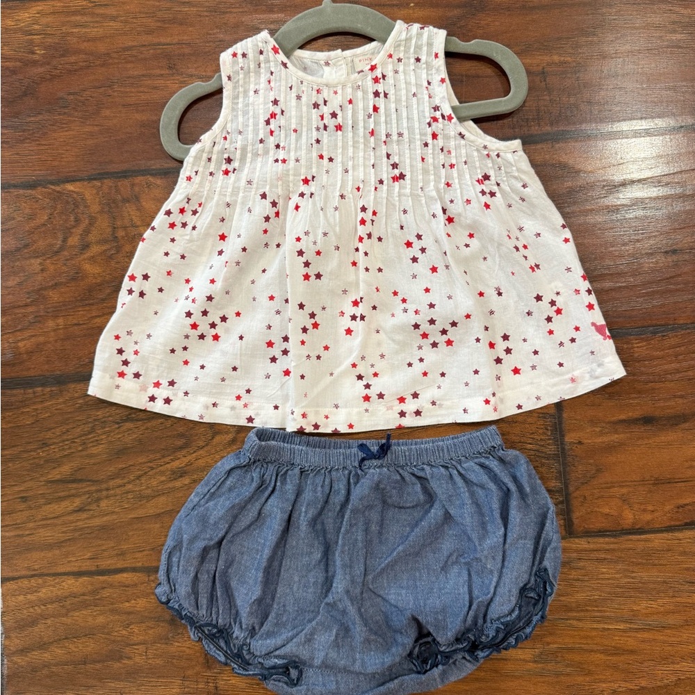 Pink Chicken Baby Girls Jaipur 2-Piece Set - Red Ditsy Stars